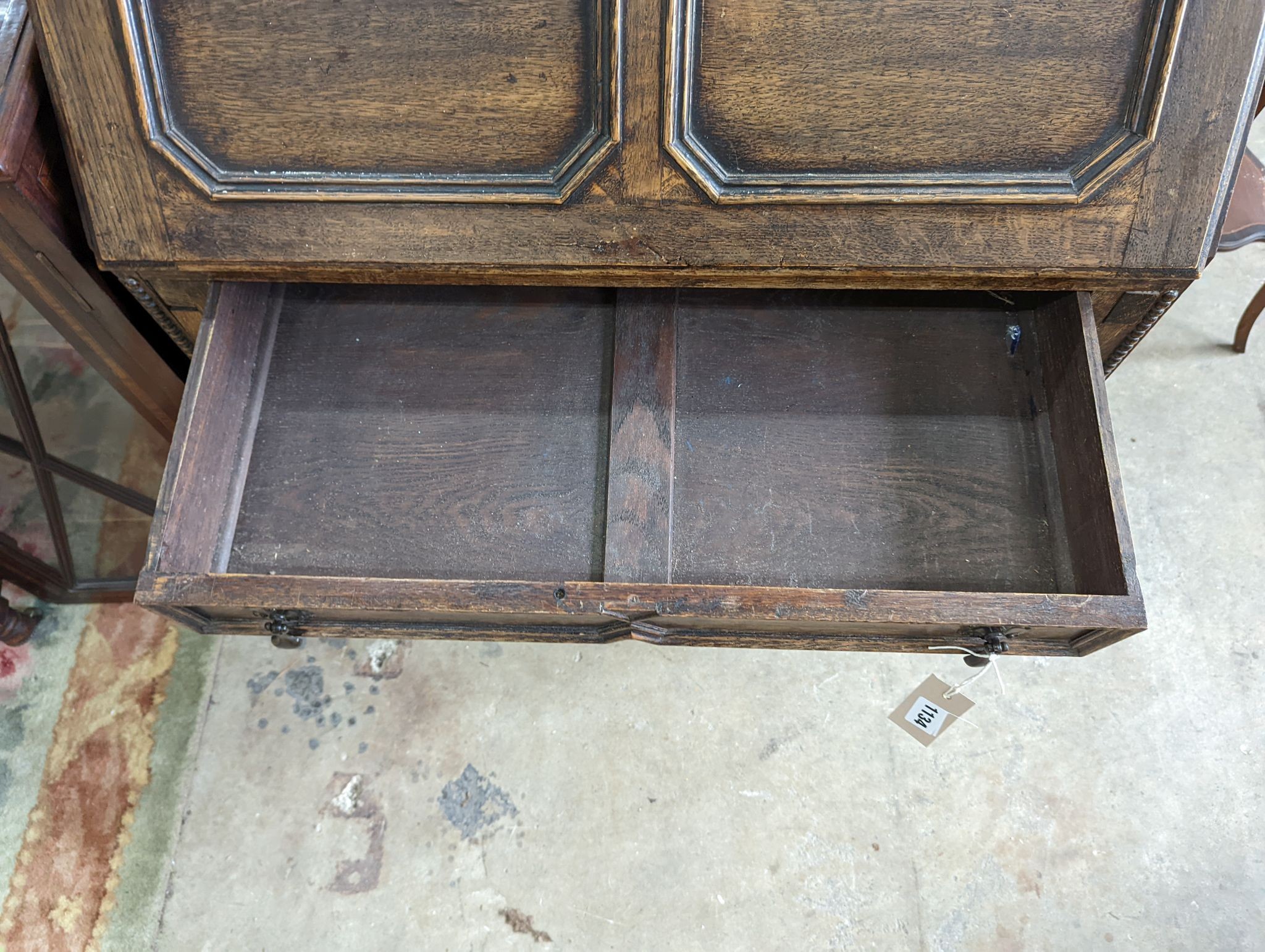 An early 20th century oak bureau, width 73cm, depth 41cm, height 99cm